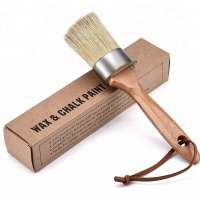 Professional High Quality Wooden Handle Round Shaped Pure Bristles Furniture Chalk Paint Wax Brush