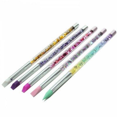 EVAL Colorful Liquid Glitter Design 5PCS Nail Silicone Brush Set Art Silicone Nail Brushes