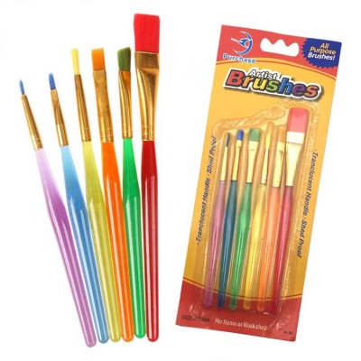 6pcs plastic handle kids diy water brush pen kids paint brush set