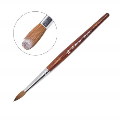 Eval Professional Pure 100% Kolinsky Sable Acrylic Nail Art Brush For Manicure Powder (Crimped) Round OVAL Red Wooden handle