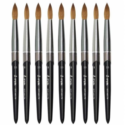 EVAL Professional UV Gel Nail Art Tool Round Shape 100% Kolinsky Sable Hair Brushes Acrylic Nail Brush Pure Kolinsky