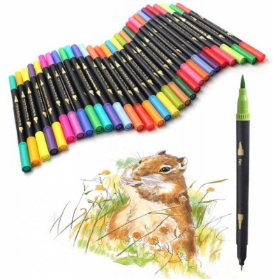 2021dual Tip Brush Pens 60 Color Fineliners Art Markers Set Fine And Brush Tip For Kids Adult Coloring Book Note