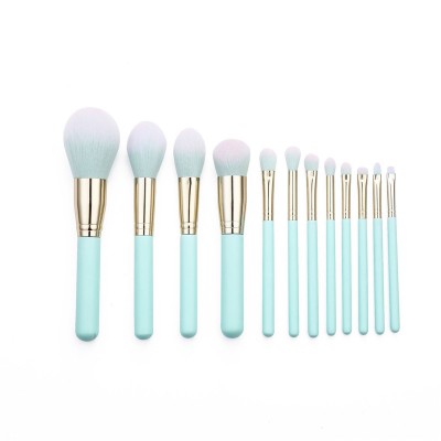 12 Pieces Makeup Brush Set Professional Wooden Handle Premium Synthetic Kabuki Foundation Blending Blush For Beauty