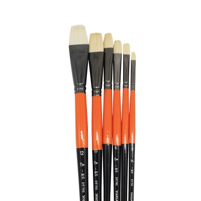 6PCS Professional Paint Brush Set  Acrylic Oil Paint Brushes Set with Ergonomic Wood Handles and Flat wool hair