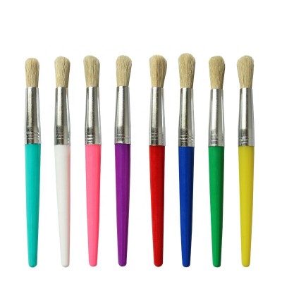 Arts Round Tip Paint Brushes Round Handle with Hog Bristle 7.5 Inch Assorted Colors round oil painting brush 4pcs a set