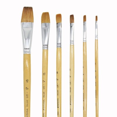 6PCS Professional Paint Brush Set  Acrylic Oil Paint Brushes Set with Ergonomic Wood Handles and Flat wolf hair