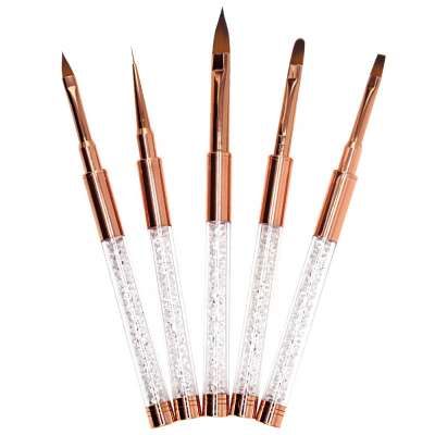 EVAL rose gold handle transparent crystal nail brush custom nail brush with cap