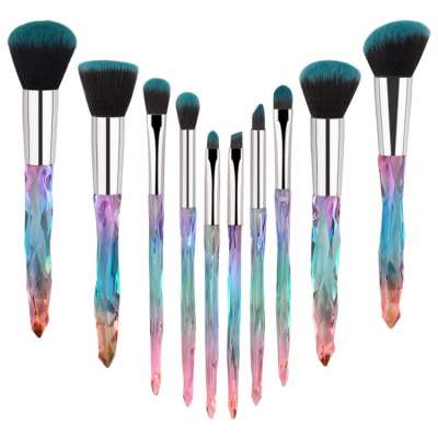 10pcs Colorful Professional Diamond Cosmetic Brush Set for Kabuki Concealer Face Powder Eye Shadow Kit