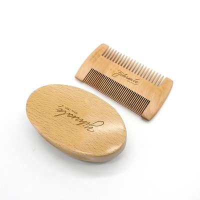 Beard & Mustache Brush and Comb Kit - Boar Bristle Beard Brush & Wooden Grooming Comb - Facial Hair Care Gift Set for Men