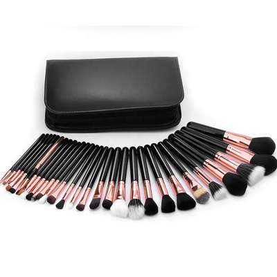 High quality professional 29pcs makeup brushes set with goat hair+pony hair+synthetic hair